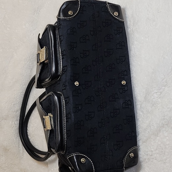 Dooney & Bourke Y2K  Black Legacy Signature Logo Canvas Leather Hobo/ Handbag - Picture 7 of 16